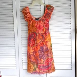 Orange Floral Sheer Dress by Fleurish-small